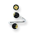 1pc 316L SRG GR SSTL 14G 3/8 in.5mm Acrylic Daisy Twistd Barbell