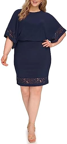 jessica howard portrait collar a line dress Jessica Howard Women's Mixed-Media Fit & Flare Midi Dress - Navy