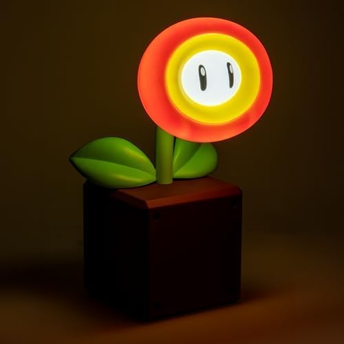 Nintendo Super Mario Fire Flower Licenciado Oficialmente Lâmpada de Secretária LED da Nintendo, Luz de Gamer Alimentada por USB, Presente de Decoração de Casa