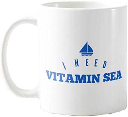Tee Shirt Galaxy - I Need Vitamin Sea Coffee Mug - Humor Mug - Ocean Life Mug - Boat Lovers Mug (11 oz)