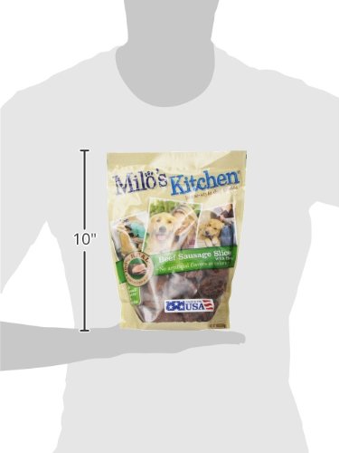 MILO’S KITCHEN BEEF SAUSAGE SLICES WITH RICE DOG TREATS, 18 OUNCE