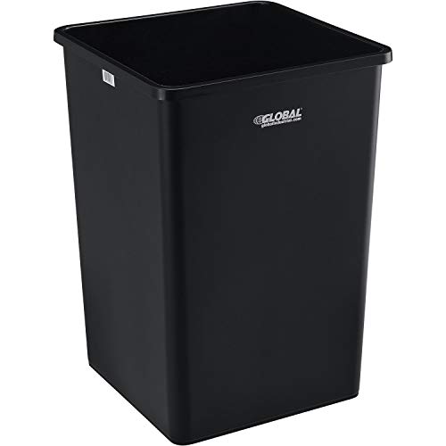 Square Plastic Garbage Can, Black, 35 Gallon Pricepulse