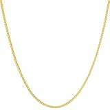 Lifetime Jewelry Box Chain 1.4 MM 24K Gold Over Semi-Precious Metals, Pendant Necklace Made Thin For Charms, Strong, Comes in Box or Pouch for Easy Gift Giving, 30 Inches