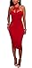 Rela Bota Women's Bodycon Sleeveless Hatler Zipper Sexy Party Midi Dress Clubwear X-Large Red