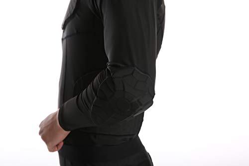Men's Padded Compression Shirt-Long Sleeve Padded Football Protective Rib Chest Back Protector for Football Basketball Baseball Soccer Hockey Paintball Rugby Parkour Bike Snowboard