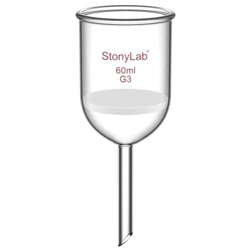 StonyLab Borosilicate Glass Buchner Filtering Funnel with Fine Frit(G3), 46mm Inner Diameter, 60mm Depth (60 ml)