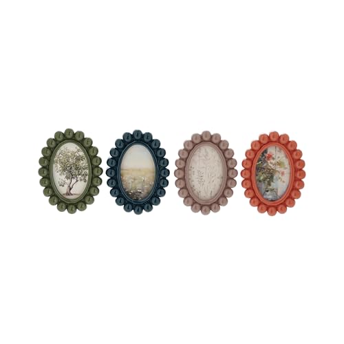 Creative Co-Op 4-Piece Resin Oval Ball Photo Frame Magnets, Multicolor