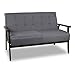 JIASTING Mid-Century Modern Solid Loveseat Sofa Upholstered Fabric Couch 2-Seat Wood Armchair Living Room/Outdoor Lounge Chair,50”W (Fabric) Grey