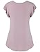 Bebonnie Flutter Sleeve Tops for Women, Ruffle Short Sleeve V Neck Curved Hemline Pleated Swing Tunic Shirts Dark Pink M