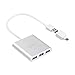 WEme Aluminum 4 Port USB 3.0 Hub With Smart Charging Port for Phone and USB OTG Converter and 5V2A Power Adapter for Samsung, LG, HTC, Motorola, Smartphone Tablet, PC, USB Wall Charger Included