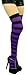 ToBeInStyle Women's Wide Vertical Striped Thigh Hi Stockings - One Size - Black w/Purple Stripes