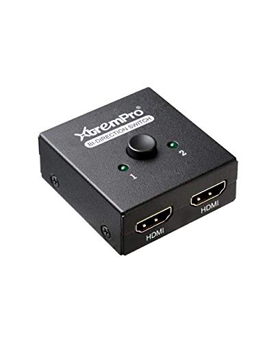 XtremPro 4K HDMI 4K 2 Ports Bi-Direction Switch, 2 x 1/1 x 2 Hub-HDCP Passthrough, Supports Ultra HD 4K, 3D, 1080P, 1080i, 720p, No Power Source Need - Black (61032)