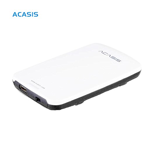 Acasis FA-05U 2.5 Inch USB2.0 External Hard Drive Disk HDD Enclosure Case with Cable for 9.5mm SATA HDD and SSD White