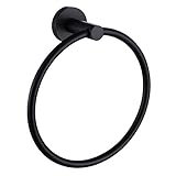 Hand Towel Ring, APLusee Stainless Steel Swivel Kitchen Towel Hanger, Modern Round Bathroom Hardware Space Saver, Matte Black