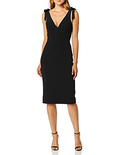 Dress the Population Womens Lita Sleeveless Plunging Midi Sheath W Bows Dress,…