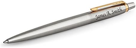 Engraved / Personalized Parker Jotter Core 'Stainless Steel/Gold Trim' Ballpoint Pen - Custom Engraving 1953184 (Stainless Steel GT)