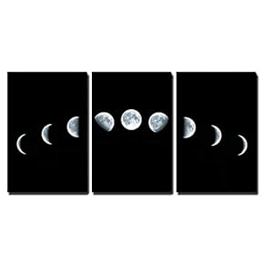 9 Phases of The Moon Cycle Wall Decor x3 Panels