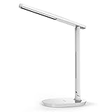 LED Desk Lamp - Dimmable Table Lamp with Eye-Caring Ideal for Reading, Studying, Working, Foldable Office Task Light, 3 Color Modes with 5 Brightness Levels, Touch Control, Memory Function, White