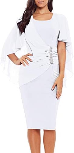 Womens Ruffle Bracelet Sleeve Bodycon Midi Pencil Evening Party Dress Solid Sexy Slim Fitting Dresses UK 6-18