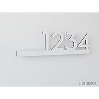 Modern House Numbers - White with Black Acrylic - Contemporary Home Address - Sign Plaque - Door Number