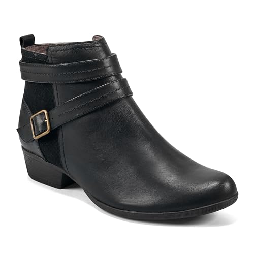ROCKPORT WOMENS CARLY STRAP ANKLE BOOT, BLACK, 6.5 US