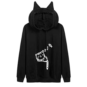 Xmiral Hoodie pullover dames kat print hoodie sweatshirt casual lange mouwen top