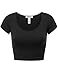 Fifth Parallel Threads FPT Womens Basic Short Sleeve Scoopneck Crop Top Black S