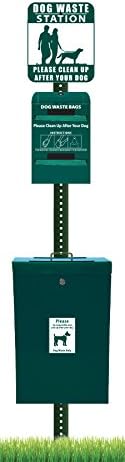 Ultimate Dog Waste Station - Everything Included - FREE 300 waste bags and 50 can liners - D-779-GRN