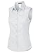 LE3NO Womens Lightweight Cotton Sleeveless Button Down Shirt,White,X-Large
