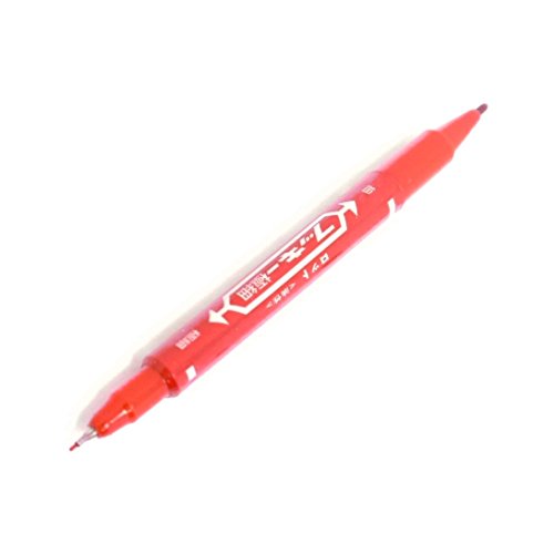 Tattoo Skin Scribe Pen Dual-Tip Marker Piercing Marking Surgical Tattooing (5 Pack, Red)