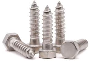 (10 PCS) 3/8 x 1 Stainless Steel Hex Lag Screws Bolts, 304 Stainless Steel Hexagon Head Lag Wood Screws, Full Thread, by RoyceMart