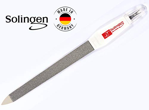 Solingen Professional Nail File - Cuticle Trimmer/Remover | Manicure & Pedicure Tool | 2 in 1 Tool for Your Hand & Foot Fingenails Care | 2 Sided Sapphire Files & Sharp Dead Skin Cutter