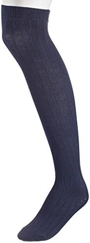 Boys Classical Ribbed Over the Knee Extra Soft Cotton Knit Dress Socks - Navy (Size 8-9)