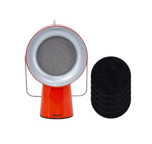 Airhood Wireless Portable Kitchen Exhaust Fan | Range Hood with 5 Activated Charcoal Air Filters & Stainless-steel Oil Filter | Easy to Clean - Ideal for Indoor Cooktop Use (Cadmium Orange)