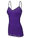 RT1004 Ladies Adjustable Spaghetti Strap Lace Trim Long Tunic Cami Tank Top D.Purple M