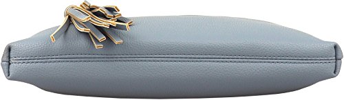 B BRENTANO Vegan Multi-Zipper Crossbody Handbag Purse with Tassel Accents (Blue) - Thumbnail 4