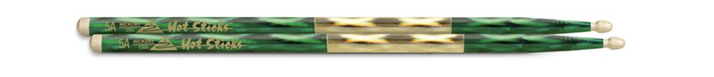 Hotsticks Macrolus Wood Tip 5A Drumsticks - Green, HS M5AW-GR