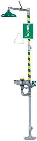 Haws Corporation 8300-8309 - Drench Shower/Eye/Face Wash Station - Pull Lever/Push Flag Activation, Stainless Steel Bowl Material, ABS Shower Head Material, Galvanized Steel Pipe