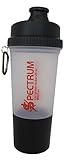 Top Protein Shaker Cup with Clip 25 Oz. Extra Large 3 in 1 By Spectrum (1, Black and Clear)
