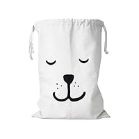 Toy Storage Bag Cotton and Linen Laundry Large Drawstring Bag Smile Bear Bag Hamper Organizers for Kids Toys Baby Clothing Children Books Gift Bag
