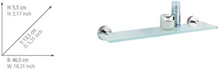 WENKO 19623100 Glass shelf Bosio, Metal Stainless steel, 46.5 x 5.5 x 13.5 cm, Matt, Silver - Image 4