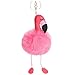 Girls Pink and White Flamingo Plush Keychain Pink Faux Rabbit Fur Keychain Handbag Tote Bag Charm Pendant Key Ring