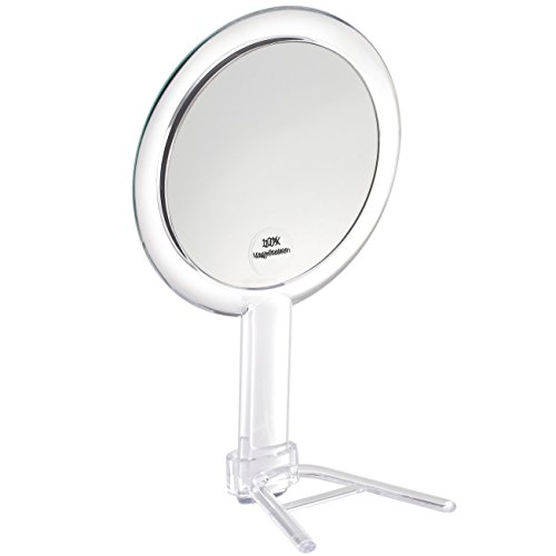 Miss Sweet Hand Held Mirror with 10X Magnification & True Image, 6.16.1inch (S1 10X/1X Hand mirror)