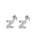 Paialco 925 Sterling Silver Initial A~Z Cubic Zirconia Studs Earrings,Tiny Letters