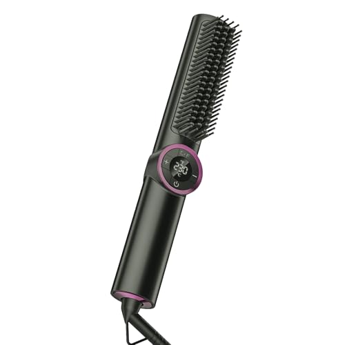 Photo 1 of JolinKoin Hair Straightener Brush for Women: Negative Ionic 3-in-1 Curling & Straightening Brush, Ceramic Hot Comb with 16 Temps
