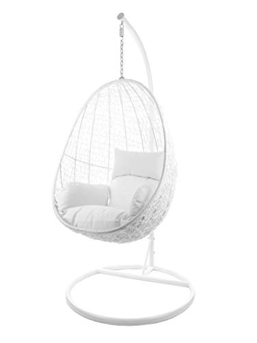 Kideo® Komplettset: Hängesessel mit Gestell und Sitzkissen, Loungemöbel, komplett weiß (Kissenfarbe: weiß) – Bild 3