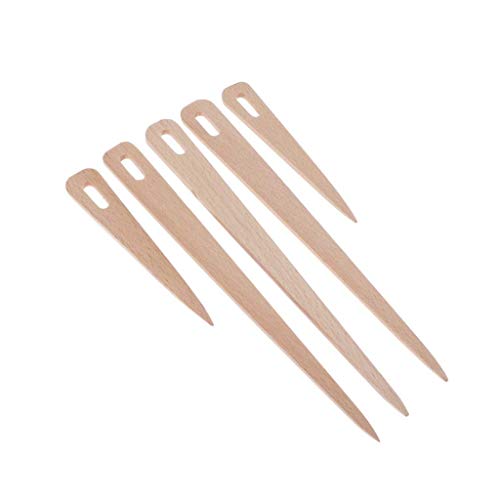 COPYLOVE 5pcs DIY Weaving Tool Wood Needles, Wood Hand Loom Stick Wooden Shuttle Tapestry Weaving Knit Handcrafts Tool Pointed Knitting Needles