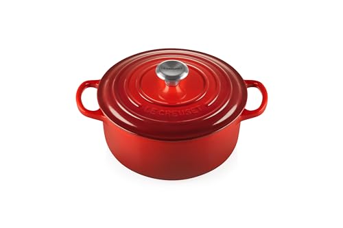 Le Creuset Signature Gusseisen-Bräter mit Deckel, Ø 20 cm, Rund, Für alle Herdarten und Induktion geeignet, Volumen: 2,4 l, 3,092 kg, Kirschrot, 21177