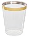 Gold Plastic Clear Cups | 8 oz. 50 Pack | Disposable Party Cups with Gold Rim | Fancy Wedding Tumblers | Elegant Party Supplies & Decorations | Old Fashioned Tumblers [Drinket Collection]