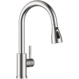 Kicimpro Brushed Nickel Kitchen Faucet – Pull Down Sprayer, High Arc, 304 Stainless Steel, Single Handle, 2 Spray Modes